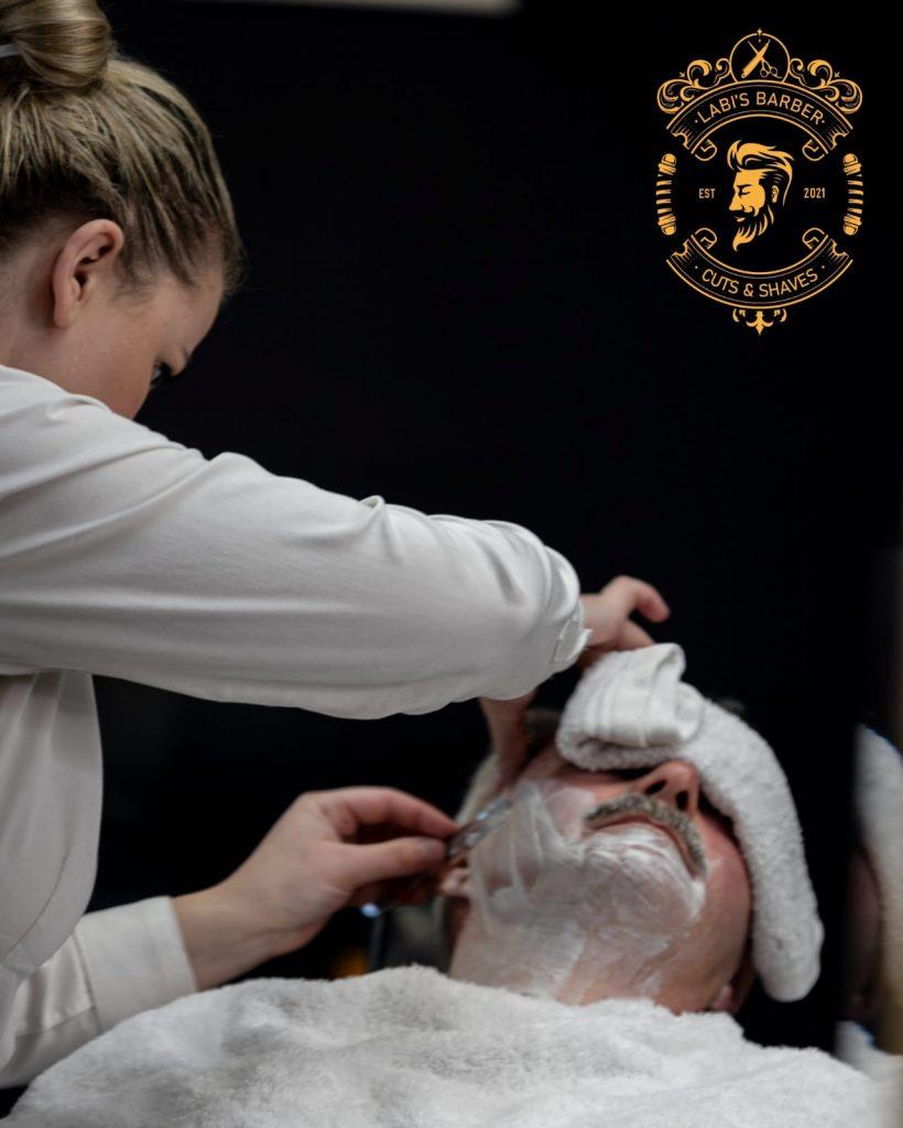 Hot towel shave at Labi's Barber
